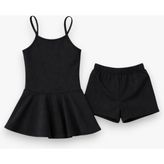 My Kids Wear Kız Çocuk Garson Mayo Elbiseli Şortlu 2’li Takım 12416 - Siyah - 13 - 14 Yaş