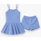 My Kids Wear Kız Çocuk Garson Mayo Elbiseli Şortlu 2’li Takım 12420 - Mavi - 5 - 6 Yaş