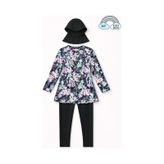 My Kids Wear Kız Çocuk Tesettür Mayo 3 Lü Takım Üst + Tayt + Bone 12567 Gök Mavi
