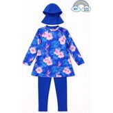 My Kids Wear Kız Çocuk Tesettür Mayo 3’lü Takım (Üst + Tayt + Bone) 12568 - Mavi - 7 - 8 Yaş