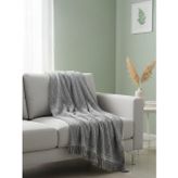 Myevilla My Evilla Gri Koltuk Örtüsü Kanepe İçin Kaymaz Tabanlı Şık Dokulu Saçaklı Modern Salon Örtüsü 170x220cm