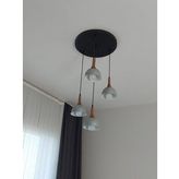Mylights Beşli Metal Sarkıt Avize Gri Başık