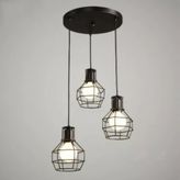 Mylights Retro Üçlü Sarkıt Kafes Rustik Avize Siyah