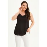 Myline Dantelli İp Askılı Bluz - Siyah - 50