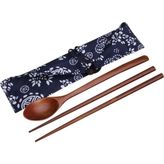 Mythriva Joyzzz Ahşap Sofra Takımı, Yeniden Kullanılabilir Bambu Japon Tarzı Sofra Seyahat Gereçleri Ev, Kaşık Çubukları Sofra Takımı, Seyahat, Kamp, Ofis Için Kılıflı Taşınabilir Gereçler Çatal Bıçak Seti