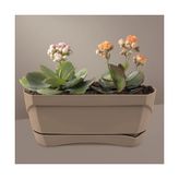 Mythriva Modern Balkon Saksısı Tabaklı Delikli Plastik Saksı (Kahve, 5 Litre)