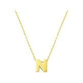 N Harfi Taşsız Minimal Harf Kolye 14 Ayar Altın