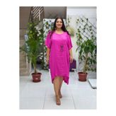 N231344 İtalyan Keten Elbise Pembe