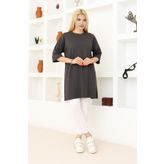 nacar çarşı Kadın Füme Oversize Tunik Tişört – Yarım Kollu, Yuvarlak Yaka, Rahat Kesim