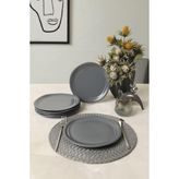 Nacario Keramika Mat Gri Bloom Pasta Tabağı 24 cm 6 Adet 959