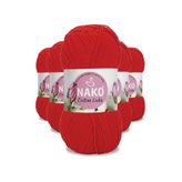 Nako 97573 Kırmızı 5 Adet Cotton Lüks Yelek Tunik Kazak Bluz Hırka İpi Yünü
