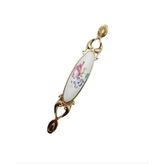 NARİN 96 mm Metal Gold porselen çiçek desenli / 5 ADET