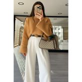 NATUFIAN STORE Kadın Bisküvi Sakallı Yumoş Basic Triko Kazak