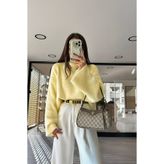 NATUFIAN STORE Kadın Sarı Sakallı Yumoş Basic Triko Kazak