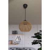 Naturel Lighting Balle Hasır Sarkıt Top Avize Siyah Kablo