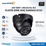 Navistar AHD 1080P/Analog CVBS Pal RCA Sarı Soketli Gece Görüşlü Araç İçi Dome Kamera