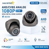 Navistar Mikrofonlu AHD 1080P/Analog CVBS Pal Araç içi Metal Dome Kamera RCA Sarı soketli, IR Gece Görüşlü