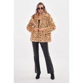 Navy Yakalı Ceket Leopar - S - Camel - Siyah