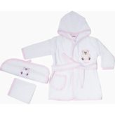 Nazbaby Bebek Bornozu Ayıcık (Üçlü) - Pembe - 0 - 2 Yaş