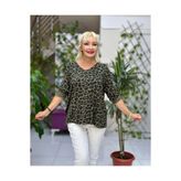 NC11128 italyan Leopar desen Bluz Yeşil