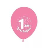 Nedı Balon 1 Yas Pembe Baskılı 16 Lı