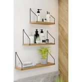 Nefes Design 3'lü Duvar Rafı Uçan Raf Seti - Ahşap