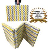 Nelson Katlanır Yer Yatağı ve Tek Kişilik Sünger Katlanır Minder Yatak 70 x 180 cm 6 cm - Sarı Gri Zikzak - 70 x 180 x 6 cm