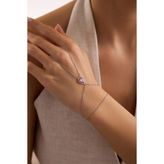 NEREZE 925 Ayar Gümüş Rodyum Kaplama Pembe Damla Taşlı Şahmeran Bileklik