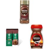 Nescafé Gold Çözünebilir Kahve Kavanoz 100 g x 2, Starbucks Caffè Mocha Premium Kahve Karışımı 10x24 g x 1, Nescafé Classic Çözünebilir Kahve Kavanoz 100 g x 1