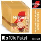 Nescafe Nescafé 3ü1 Arada Sütlü Köpüklü Yumuşak Tatlı Çözünebilir Kahve 10 x 1'gr Paket - 1 Paket - Öğütülmüş