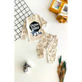Neşeli Bebekler Baby Koyun Shaun Annesinin Kuzusu Baskılı Pijama Takım Bej