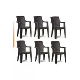 Netbazaars 6 Adet Gold Balkon Bahçe Plastik Kamp Sandalyesi (Acı Kahve) Xömbx98