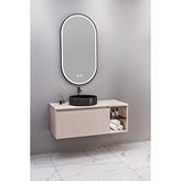Netdeko Almonde 100 Cm Siyah Lavabolu Banyo Dolabı Krem