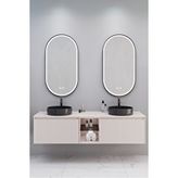 Netdeko Almonde 160 Cm Siyah Lavabolu Banyo Dolabı Krem