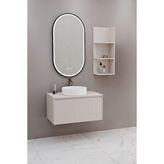 Netdeko Almonde 80 Cm Beyaz Lavabolu Banyo Dolabı Krem - Raf Modül Dahil