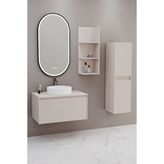 Netdeko Almonde 80 Cm Beyaz Lavabolu Banyo Dolabı Krem - Raf Modül Ve Boy Dolap Dahil