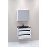 Netdeko Levante 65 Cm Siyah Lavabolu Banyo Dolabı Bgn Aynalı - Boy Dolap Hariç Beyaz