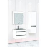 Netdeko Levante 65 Cm Siyah Lavabolu Banyo Dolabı Npl Aynalı - Boy Dolap Dahil Beyaz