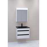 Netdeko Levante 65 Cm Siyah Lavabolu Banyo Dolabı Npl Aynalı - Boy Dolap Hariç Beyaz
