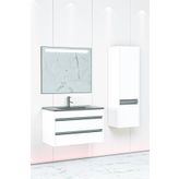 Netdeko Levante 85 cm Siyah Lavabolu Boy Dolap Hariç Banyo Dolabı