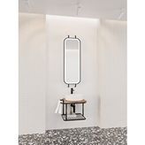 Netdeko Onika 55 Cm Beyaz Lavabolu Banyo Dolabı - Grt Led Aynalı Siyah