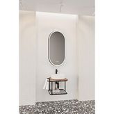 Netdeko Onika 55 Cm Beyaz Lavabolu Banyo Dolabı - Lts Led Aynalı Siyah