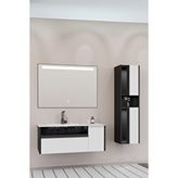 Netdeko Sable 100 Cm Beyaz Lavabolu Banyo Dolabı - Siyah Beyaz (boy Dolap Dahil) Siyah / Beyaz