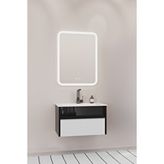 Netdeko Sable 65 Cm Beyaz Lavabolu Banyo Dolabı - Siyah Beyaz Siyah / Beyaz