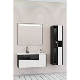 Netdeko Sable 85 Cm Beyaz Lavabolu Banyo Dolabı - Siyah Beyaz (boy Dolap Dahil) Siyah / Beyaz
