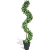 Netten Evime Yapay Ağaç Spiral Beyaz Yonca Şimşir Ağacı 160 cm Bambu Saplı Salon Bitkisi
