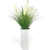 Netten Evime Yapay Çiçek Panpas Püskül Salon Bitkisi Beyaz Uzun Kumsal Vazoda 128*60 cm