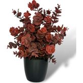 Netten Evime Yapay Çiçek Siyah Saksıda Okaliptus Şimşir Demeti Pudralı Pastel Bordo Dekoratif Yapay Bitki