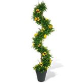 Nettenevime Yapay Ağaç Ay Çiçekli Spiral Şimşir Ağacı 160cm Bambu Saplı Salon Bitkisi Yeşil