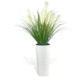 Nettenevime Yapay Çiçek Panpas Püskül Salon Bitkisi Beyaz Uzun Kumsal Vazoda 128*60cm